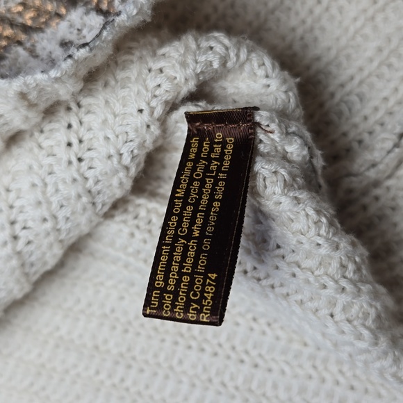 The Limited Women Gold Foil Snakeskin Animal Print Knit Sweater 3/4 Sleeve - Picture 8 of 10